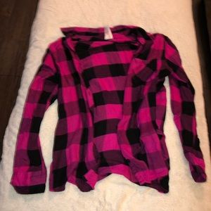Justice pink and black flannel
